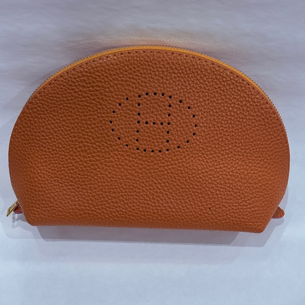 Chic Tan Faux Leather Cosmetic Bag